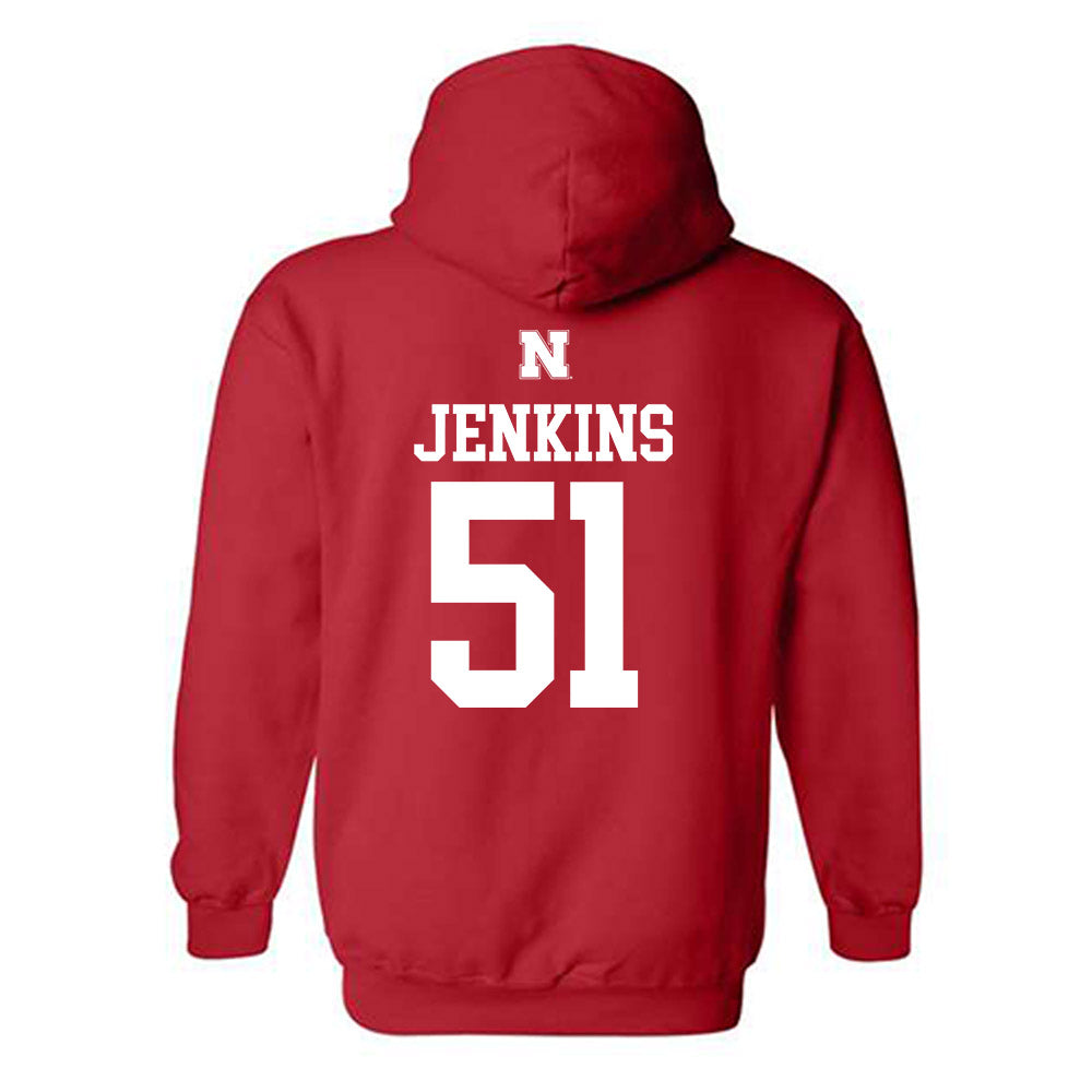 Nebraska - NCAA Football : Justin Jenkins - Generic Red Shersey Hooded Sweatshirt