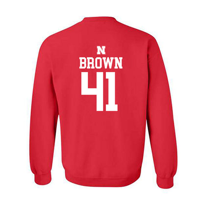 Nebraska - NCAA Football : Elliott Brown - Generic Red Shersey Sweatshirt