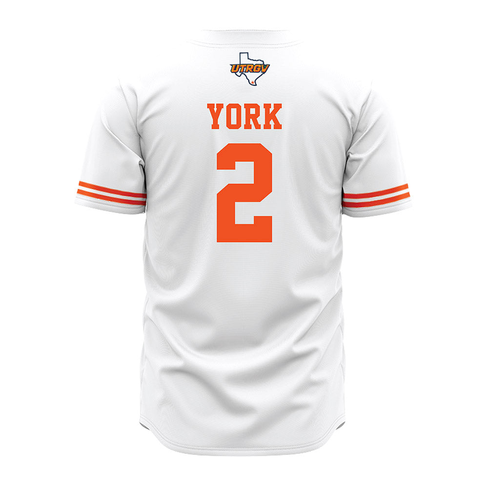UTRGV - NCAA Baseball : Kade York - Baseball Jersey White