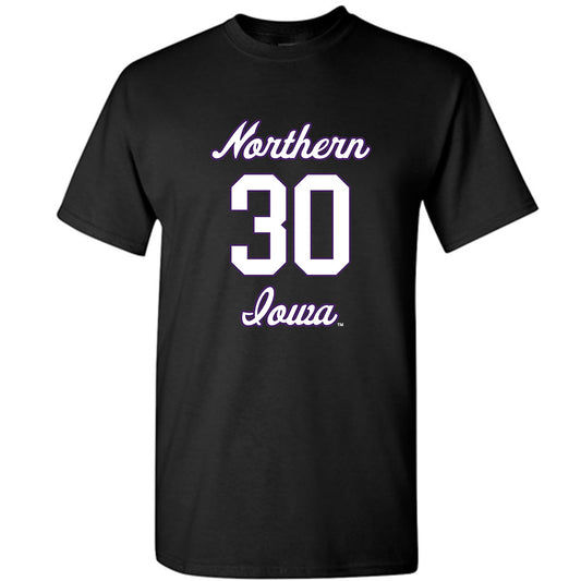 Northern Iowa - NCAA Men's Basketball : Hunter Jacobson Black Short Sleeve T-Shirt