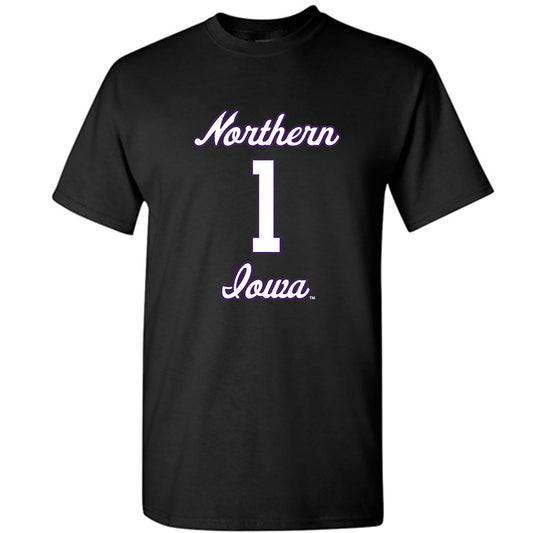 Northern Iowa - NCAA Men's Basketball : Cole Henry Black Short Sleeve T-Shirt