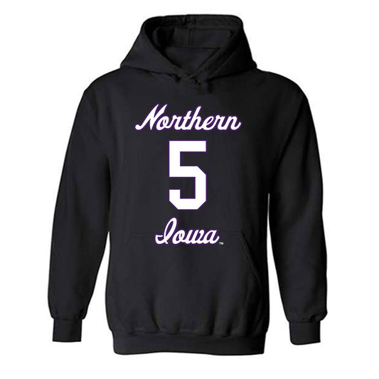 Northern Iowa - NCAA Men's Basketball : Wes Rubin Black Hooded Sweatshirt