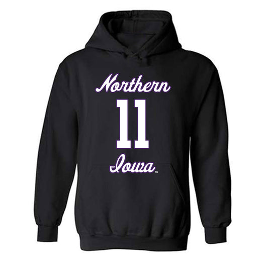 Northern Iowa - NCAA Men's Basketball : Jacob Hutson Black Hooded Sweatshirt