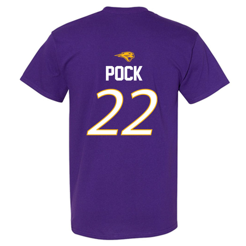 Northern Iowa - NCAA Men's Basketball : Kyle Pock Purple Short Sleeve T-Shirt