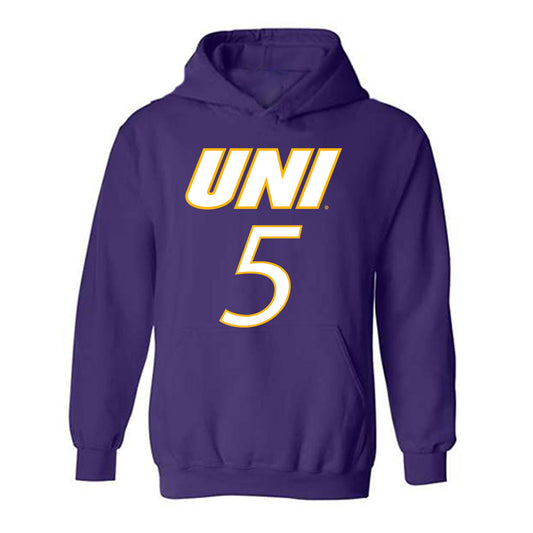 Northern Iowa - NCAA Men's Basketball : Wes Rubin Purple Hooded Sweatshirt