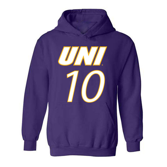 Northern Iowa - NCAA Men's Basketball : RJ Taylor Purple Hooded Sweatshirt