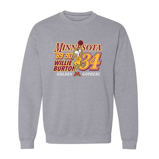 Minnesota - NCAA Men's Basketball : Willie Burton - 89 90 Grey Sweatshirt