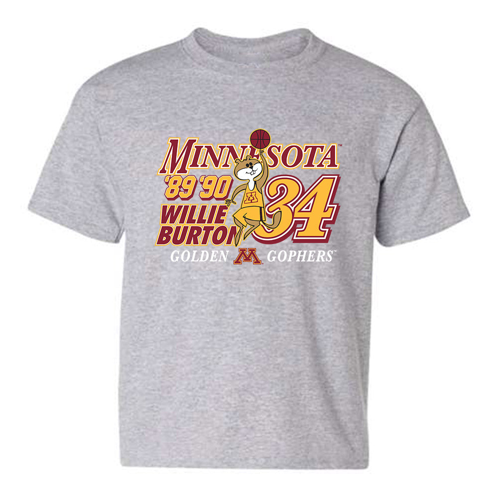 Minnesota - NCAA Men's Basketball : Willie Burton - 89 90 Grey Youth T-Shirt