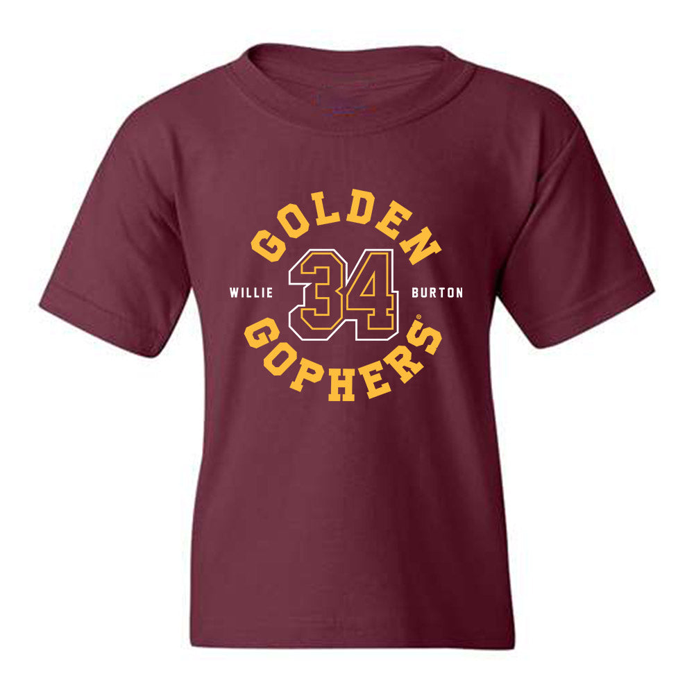 Minnesota - NCAA Men's Basketball : Willie Burton - Golden Gophers 34 Maroon Youth T-Shirt