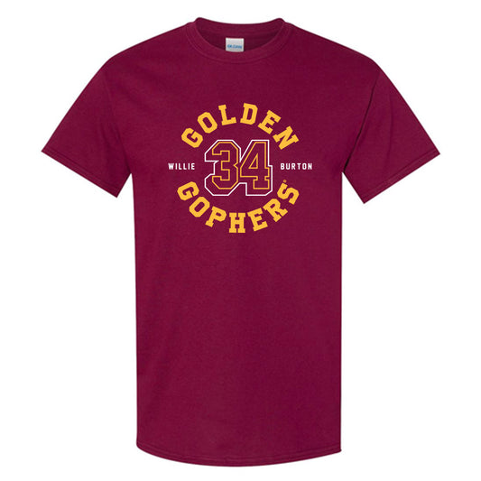 Minnesota - NCAA Men's Basketball : Willie Burton - Golden Gophers 34 Maroon Short Sleeve T-Shirt