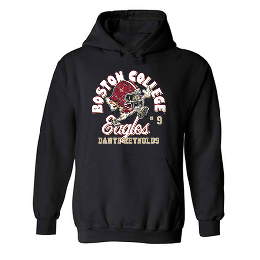 Boston College - NCAA Football : Dante Reynolds - Black Fashion Shersey Hooded Sweatshirt