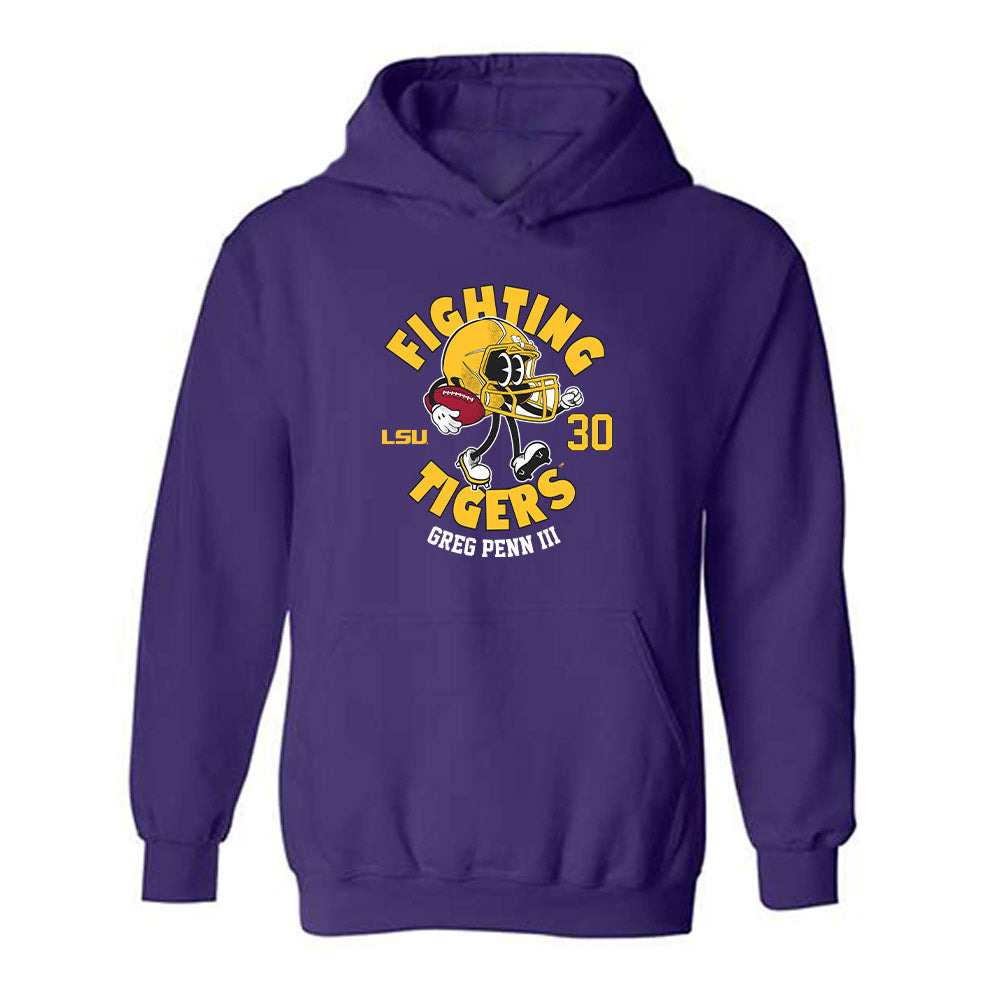 LSU - NCAA Football : Greg Penn III - Purple Fashion Shersey Hooded Sweatshirt