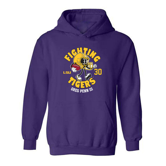 LSU - NCAA Football : Greg Penn III - Purple Fashion Shersey Hooded Sweatshirt