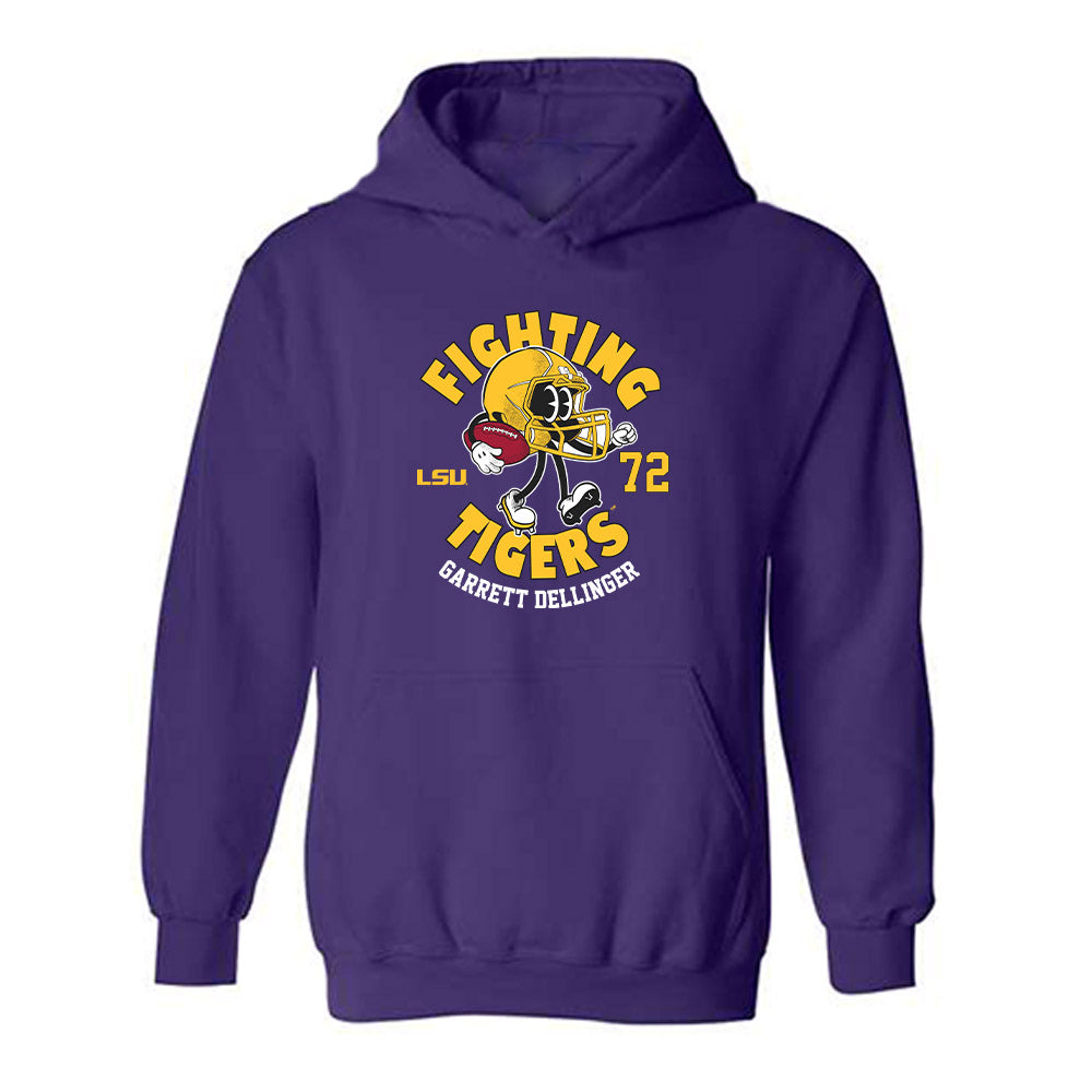 LSU - NCAA Football : Garrett Dellinger - Purple Fashion Shersey Hooded Sweatshirt