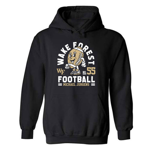 Wake Forest - NCAA Football : Michael Jurgens Black Fashion Shersey Hooded Sweatshirt