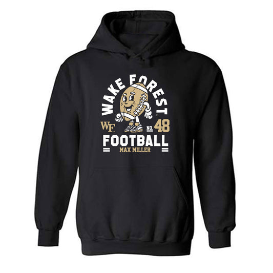Wake Forest - NCAA Football : Max Miller Black Fashion Shersey Hooded Sweatshirt