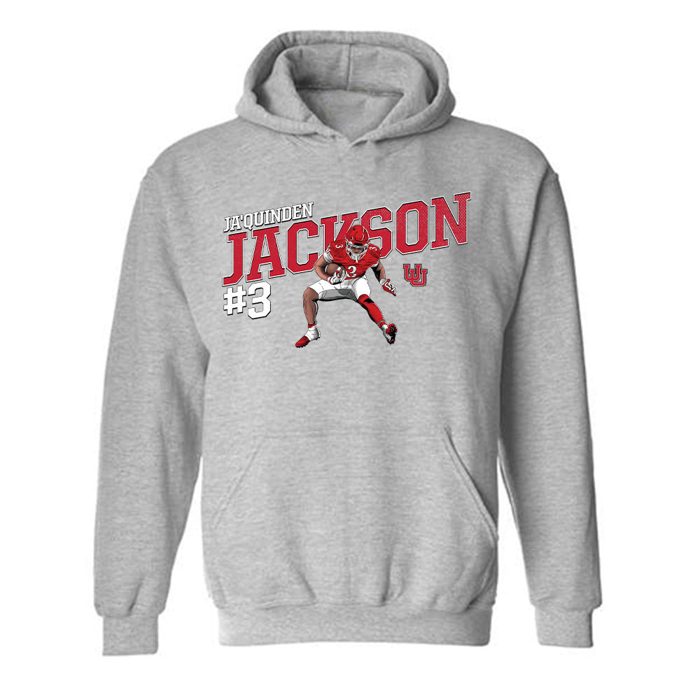 Utah - NCAA Football : Ja'Quinden Jackson - Caricature Hooded Sweatshirt