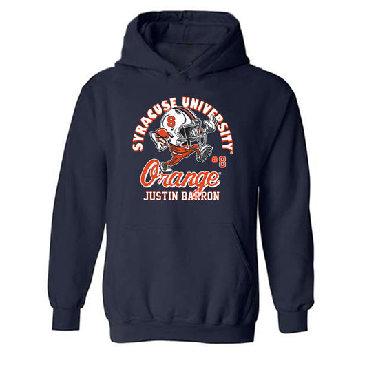 Syracuse - NCAA Football : Justin Barron - Navy Fashion Shersey Hooded Sweatshirt