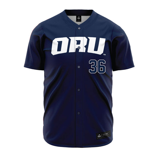 Oral Roberts - NCAA Baseball : Cade Denton - Baseball Jersey Navy