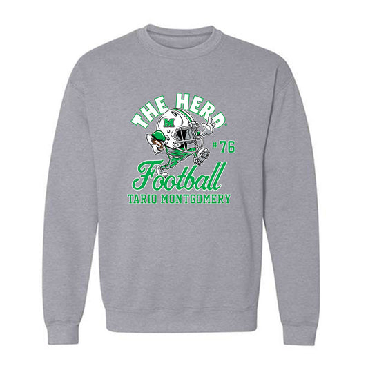 Marshall - NCAA Football : Tariq Montgomery - Grey Fashion Shersey Sweatshirt