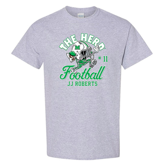 Marshall - NCAA Football : JJ Roberts - Grey Fashion Shersey Short Sleeve T-Shirt