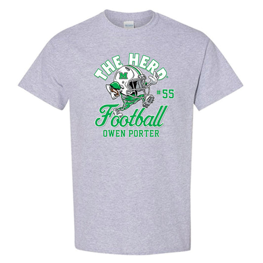 Marshall - NCAA Football : Owen Porter - Grey Fashion Shersey Short Sleeve T-Shirt