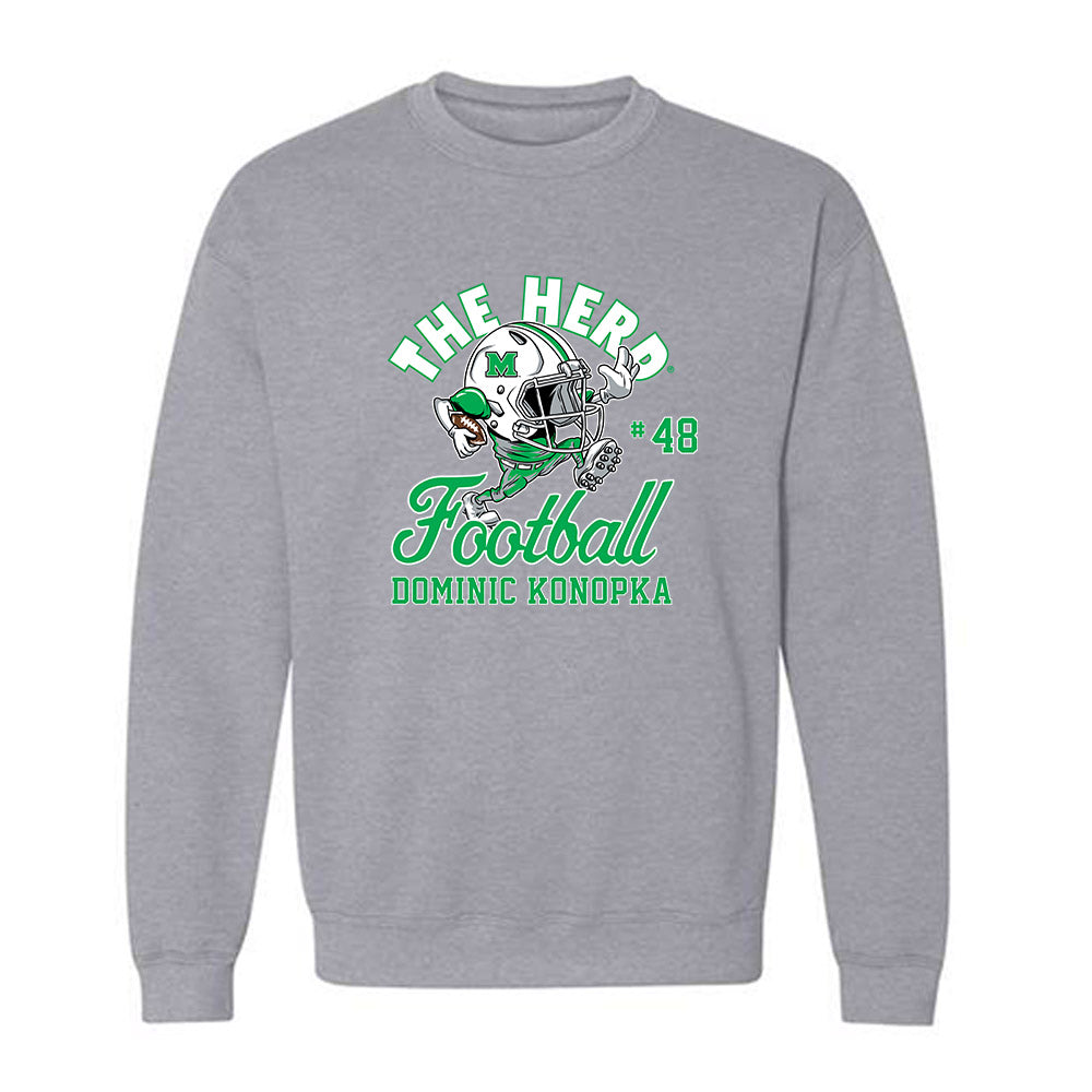 Marshall - NCAA Football : Dominic Konopka - Grey Fashion Shersey Sweatshirt