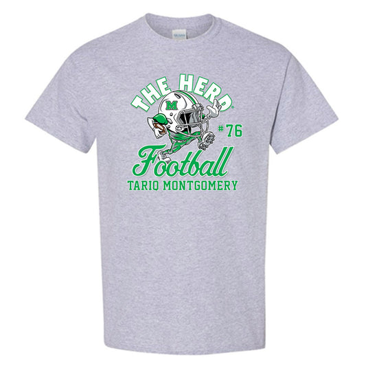 Marshall - NCAA Football : Tariq Montgomery - Grey Fashion Shersey Short Sleeve T-Shirt