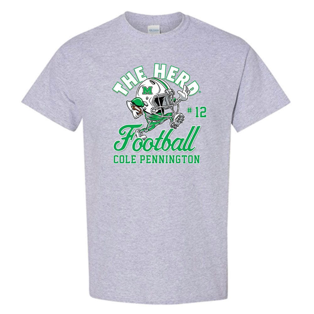 Marshall - NCAA Football : Cole Pennington - Grey Fashion Shersey Short Sleeve T-Shirt