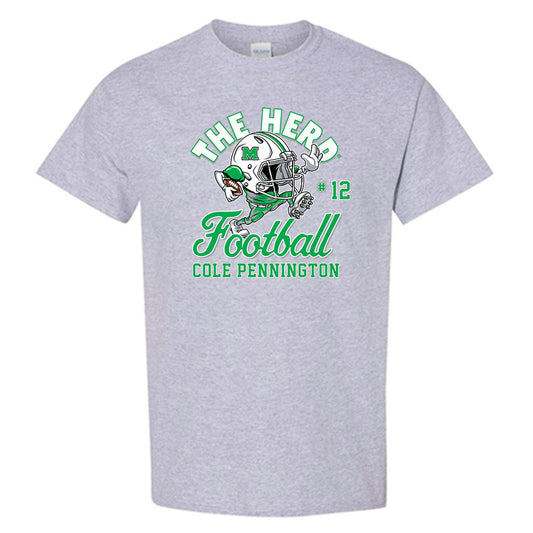 Marshall - NCAA Football : Cole Pennington - Grey Fashion Shersey Short Sleeve T-Shirt