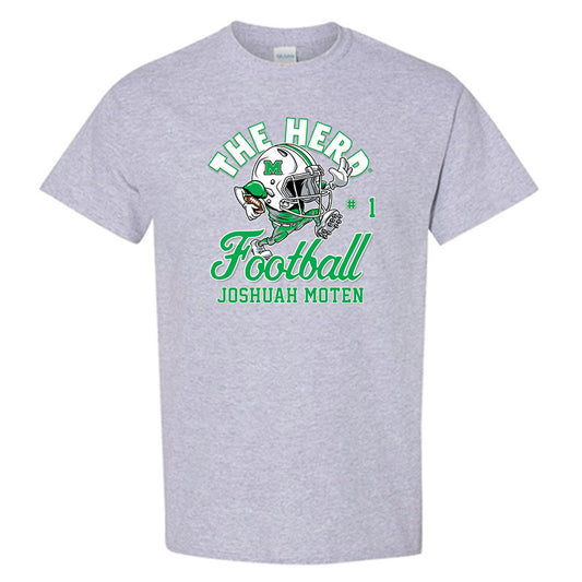 Marshall - NCAA Football : Joshuah Moten - Grey Fashion Shersey Short Sleeve T-Shirt