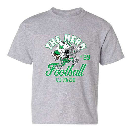 Marshall - NCAA Football : CJ Fazio - Grey Fashion Shersey Youth T-Shirt