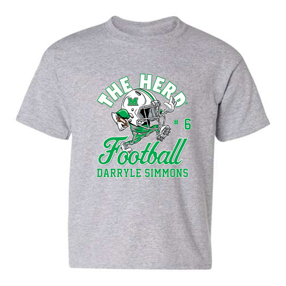 Marshall - NCAA Football : Darryle Simmons - Grey Fashion Youth T-Shirt