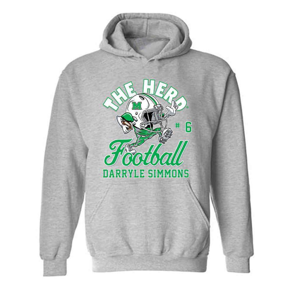 Marshall - NCAA Football : Darryle Simmons - Grey Fashion Hooded Sweatshirt