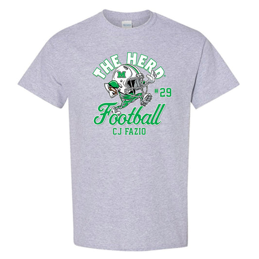 Marshall - NCAA Football : CJ Fazio - Grey Fashion Shersey Short Sleeve T-Shirt