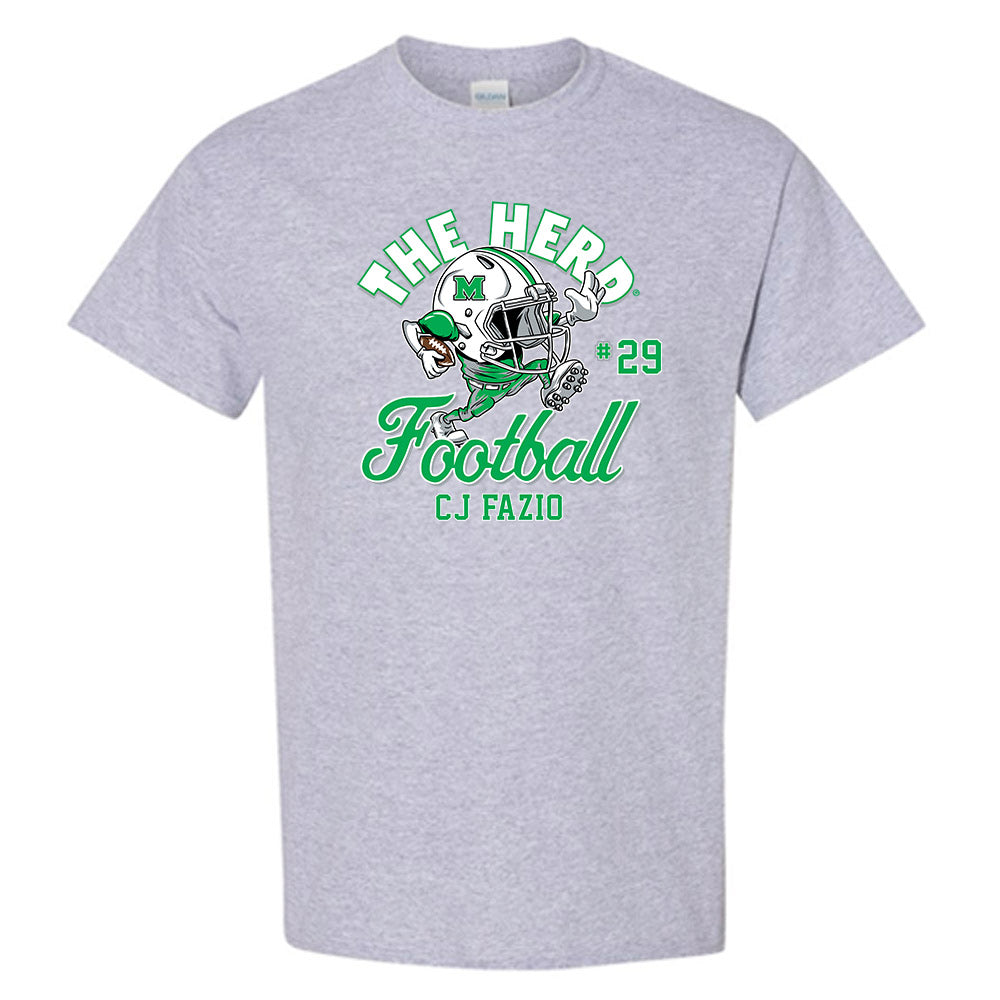Marshall - NCAA Football : CJ Fazio - Grey Fashion Shersey Short Sleeve T-Shirt