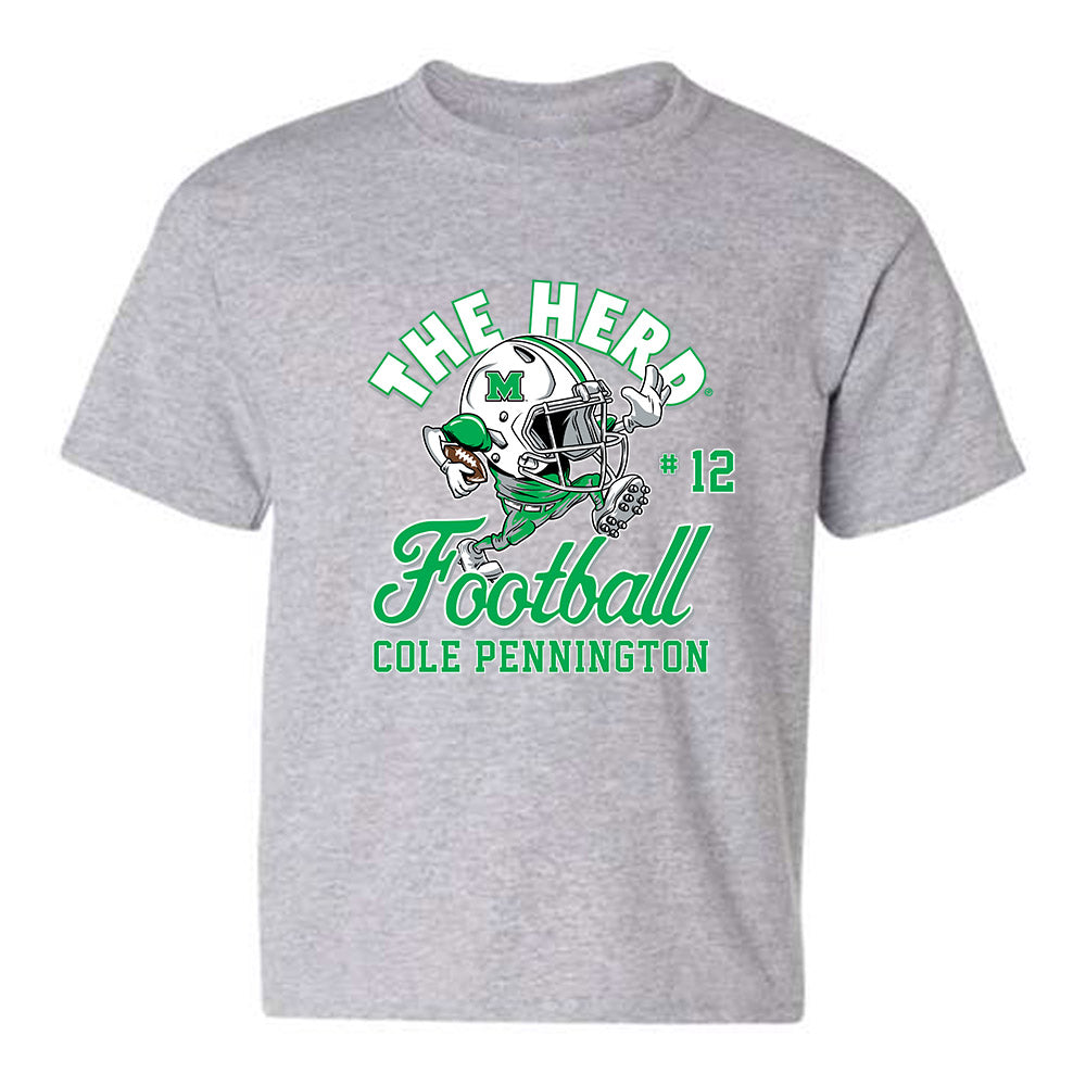 Marshall - NCAA Football : Cole Pennington - Grey Fashion Shersey Youth T-Shirt