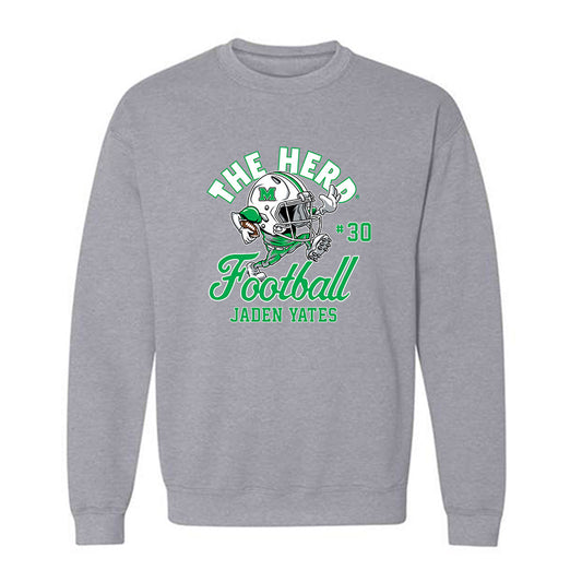 Marshall - NCAA Football : Jaden Yates - Grey Fashion Shersey Sweatshirt