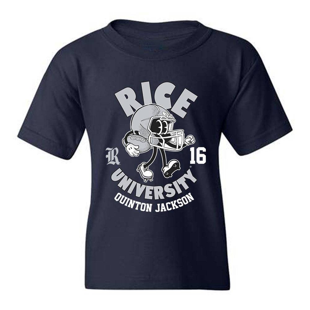 Rice - NCAA Football : Quinton Jackson - Navy Fashion Shersey Youth T-Shirt