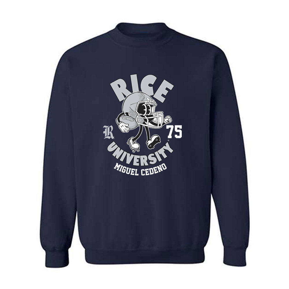 Rice - NCAA Football : Miguel Cedeno - Navy Fashion Shersey Sweatshirt