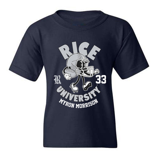 Rice - NCAA Football : Myron Morrison - Navy Fashion Shersey Youth T-Shirt