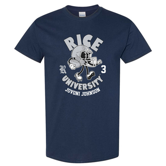 Rice - NCAA Football : JoVoni Johnson - Navy Fashion Shersey Short Sleeve T-Shirt