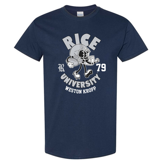 Rice - NCAA Football : Weston Kropp - Navy Fashion Shersey Short Sleeve T-Shirt