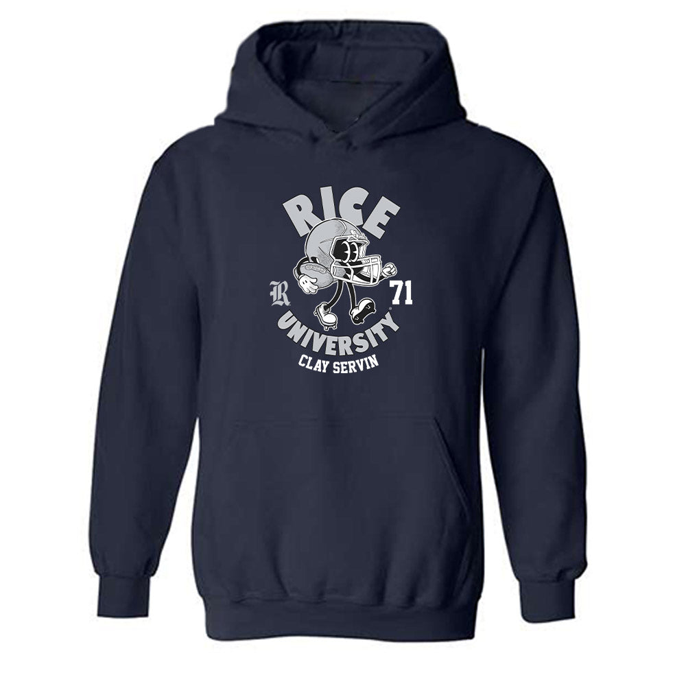 Rice - NCAA Football : Clay Servin - Navy Fashion Shersey Hooded Sweatshirt