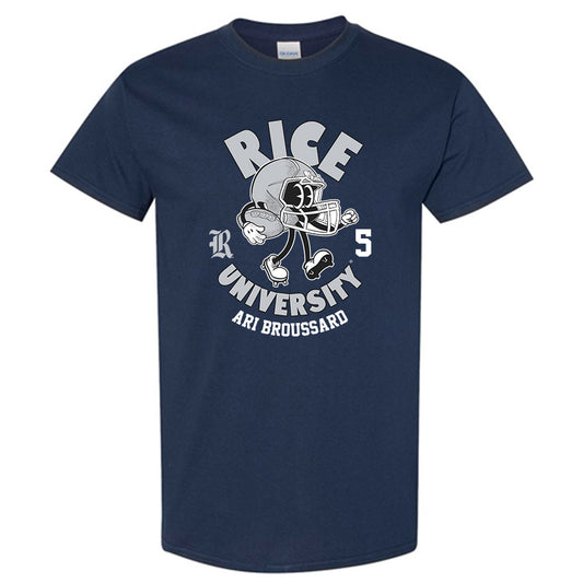 Rice - NCAA Football : Ari Broussard - Navy Fashion Shersey Short Sleeve T-Shirt