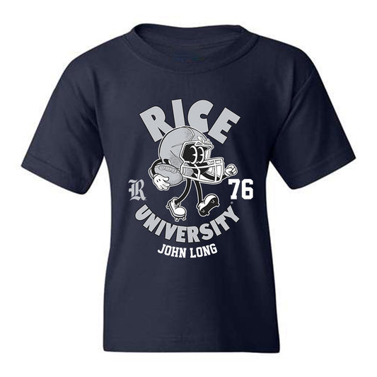 Rice - NCAA Football : John Long - Navy Fashion Shersey Youth T-Shirt