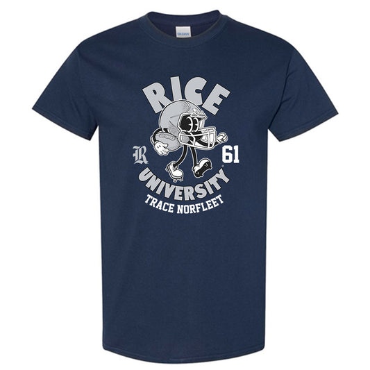 Rice - NCAA Football : Trace Norfleet - Navy Fashion Shersey Short Sleeve T-Shirt