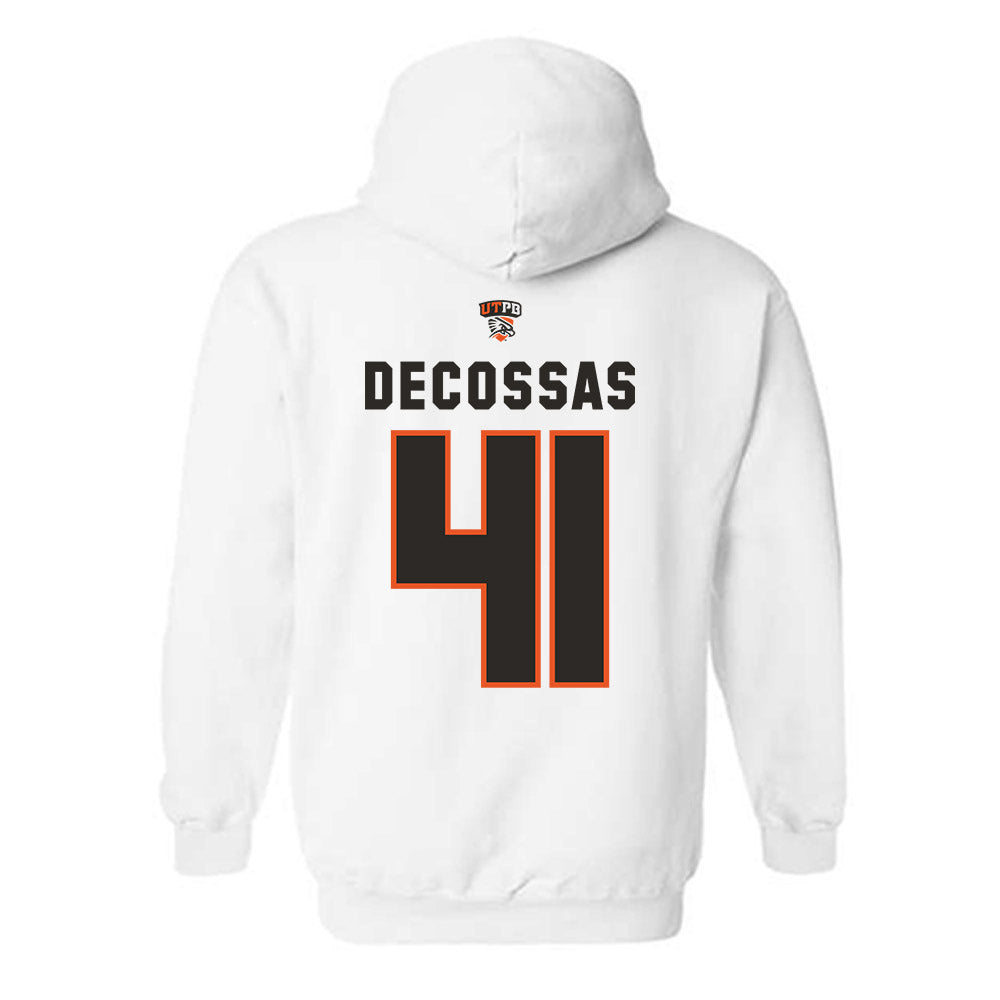 UTPB - NCAA Football : Hayden Decossas - White Replica Shersey Hooded Sweatshirt