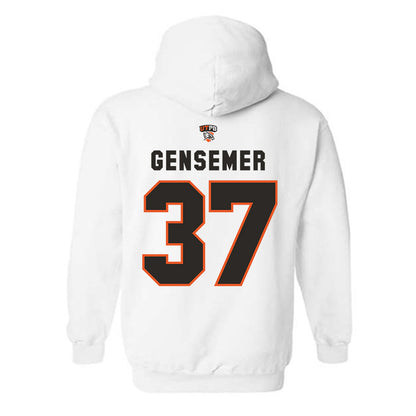 UTPB - NCAA Football : Grant Gensemer - White Replica Shersey Hooded Sweatshirt