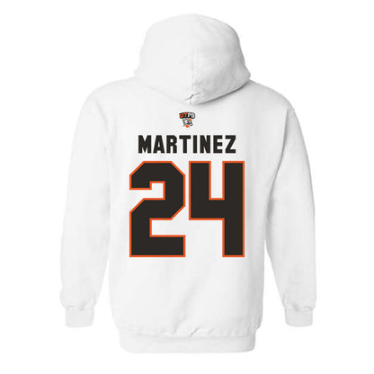 UTPB - NCAA Football : Cristian Martinez - White Replica Shersey Hooded Sweatshirt